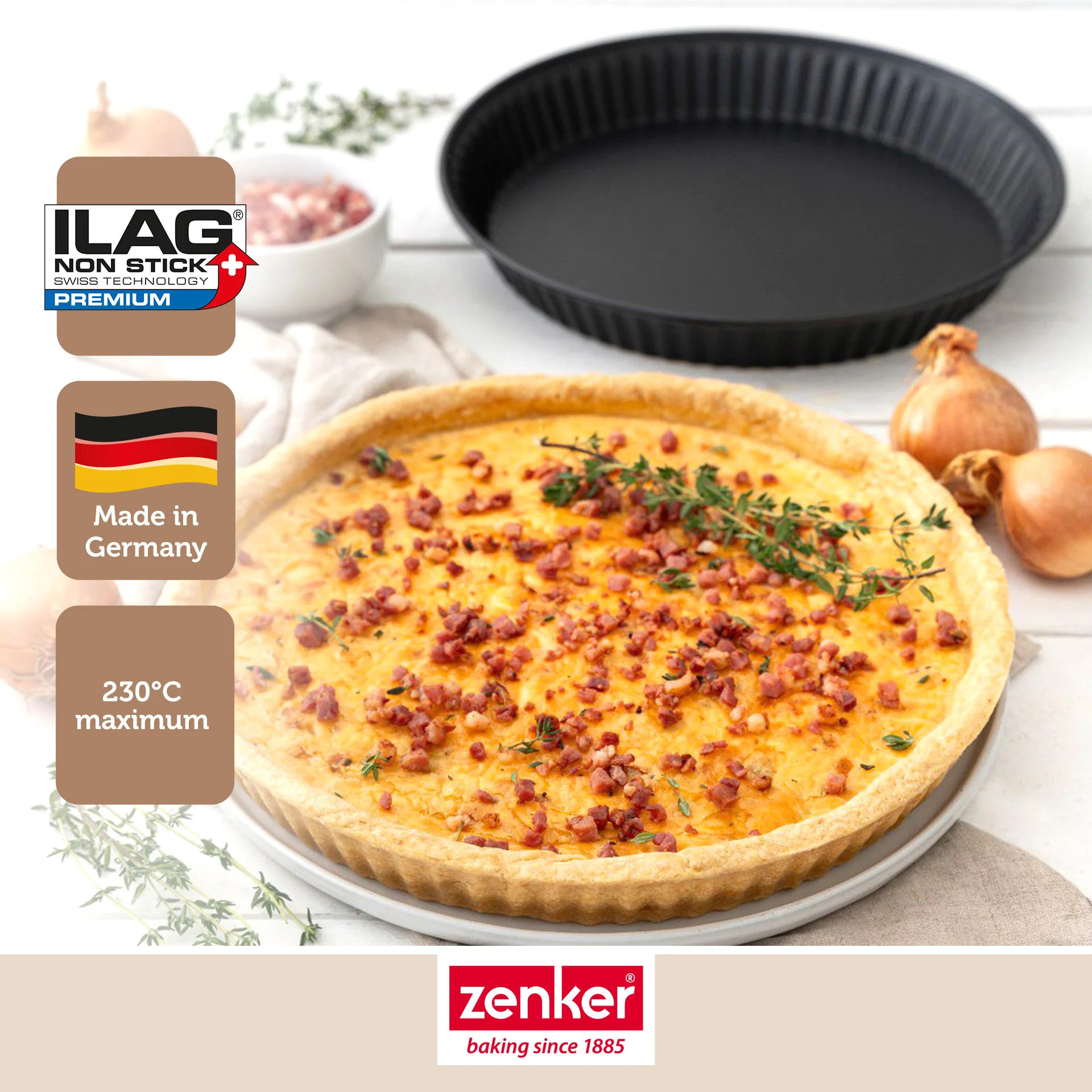 Lot de 2 moules à quiche lorraine 30 cm Zenker Spécial Countries