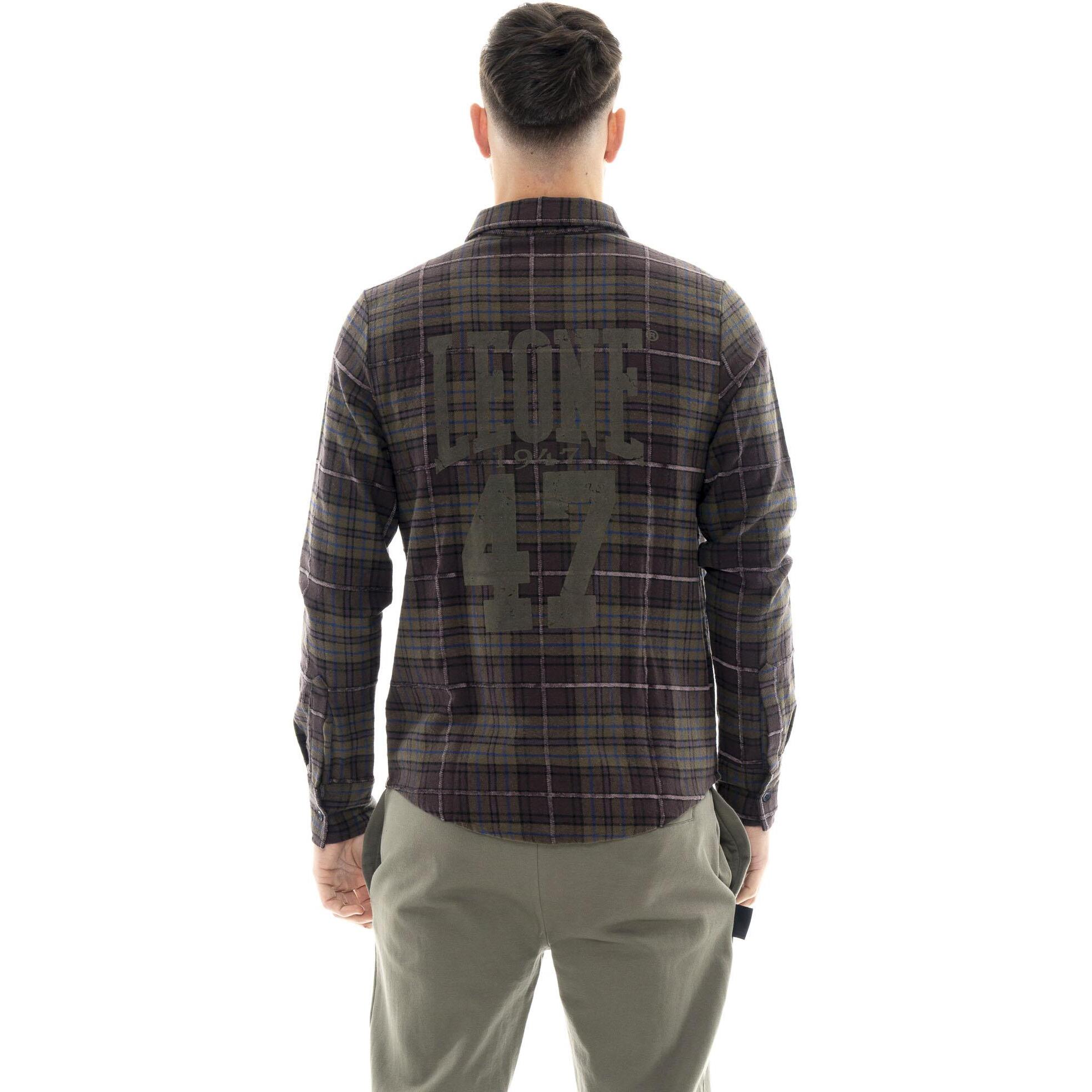 Camisa de franela con estampado de logo para hombre, Leone 1947 Vintage Dept.