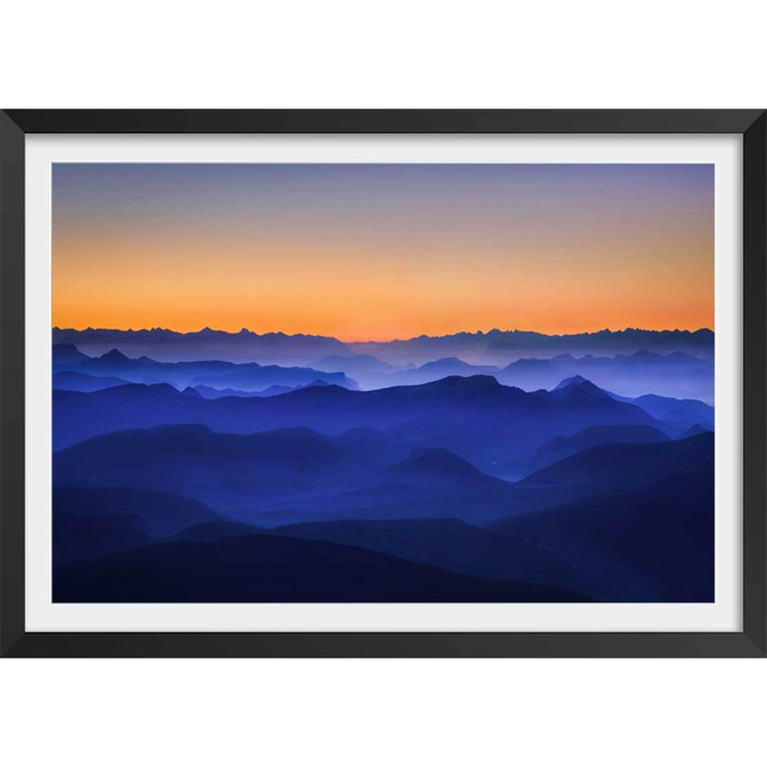 Affiche Mystique montagne Affiche + cadre en bois - Noir