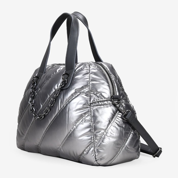 Bolso bowling plomo con cosido acolchado