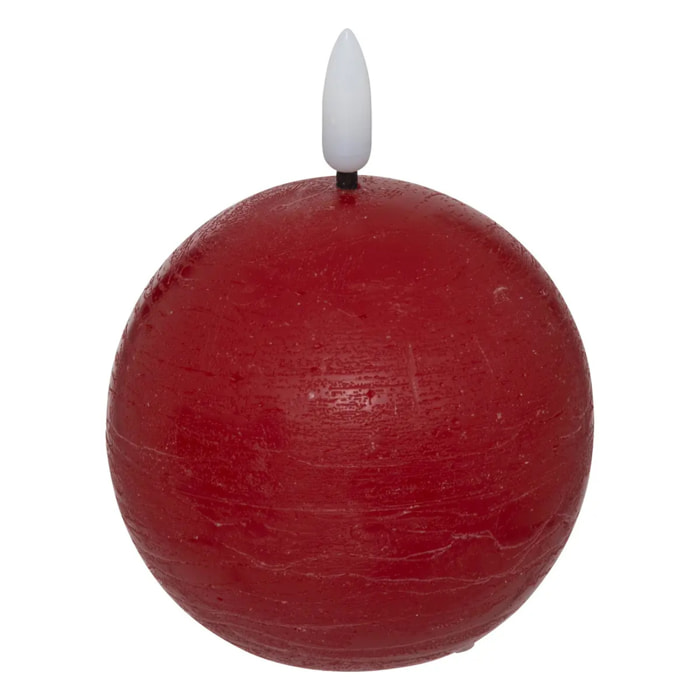 Bougie boule LED Molia D.12cm rouge