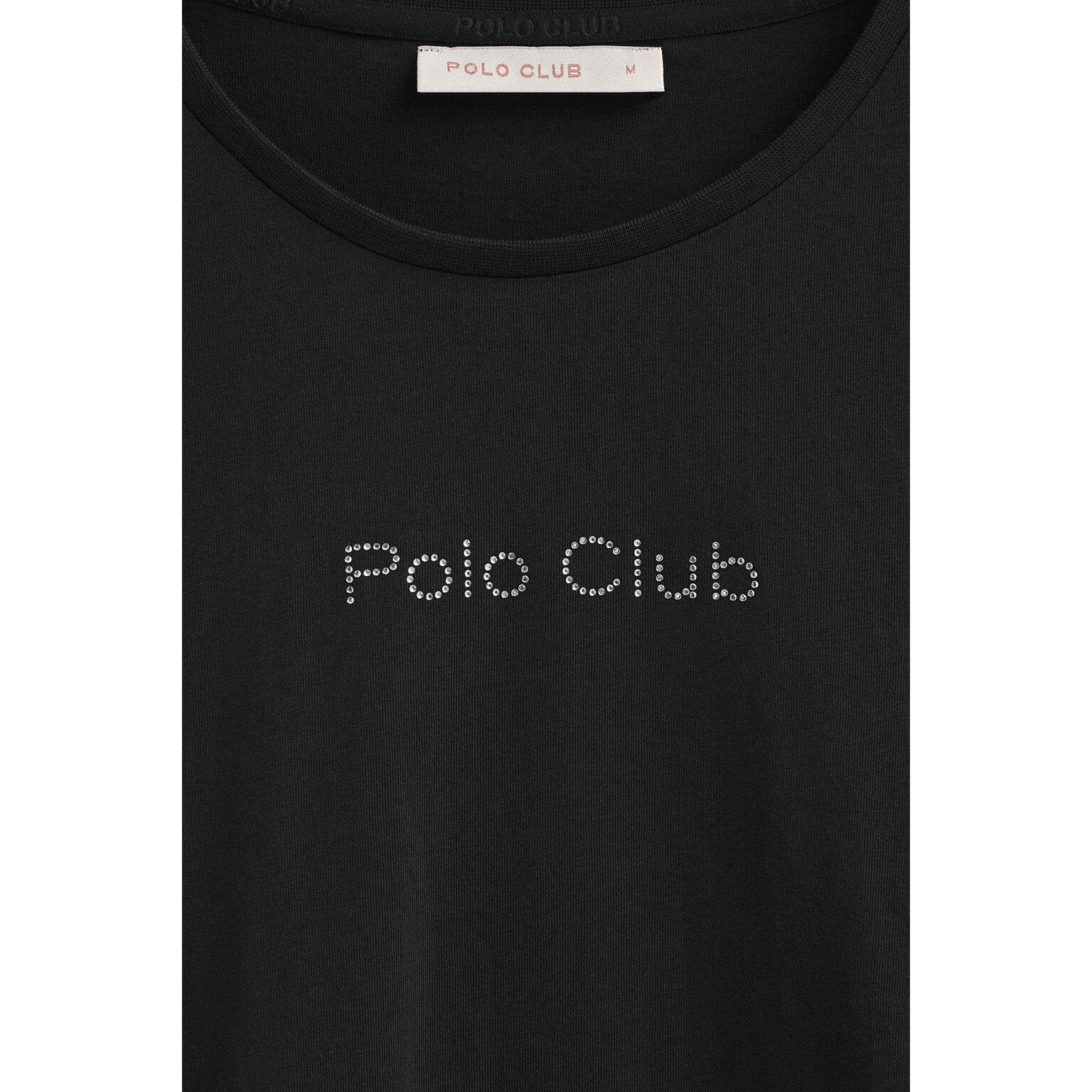 Maglietta nera a maniche lunghe con brillantini Polo Club
