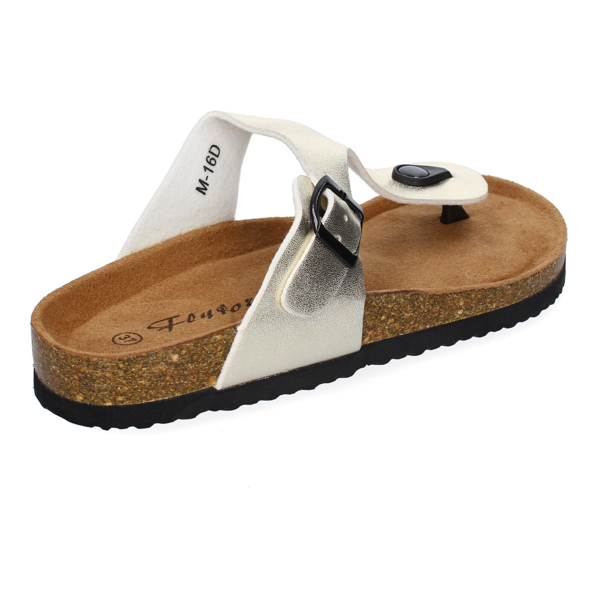 Sandalia tipo esclava, con piso de bio y planta anatómica y hebilla