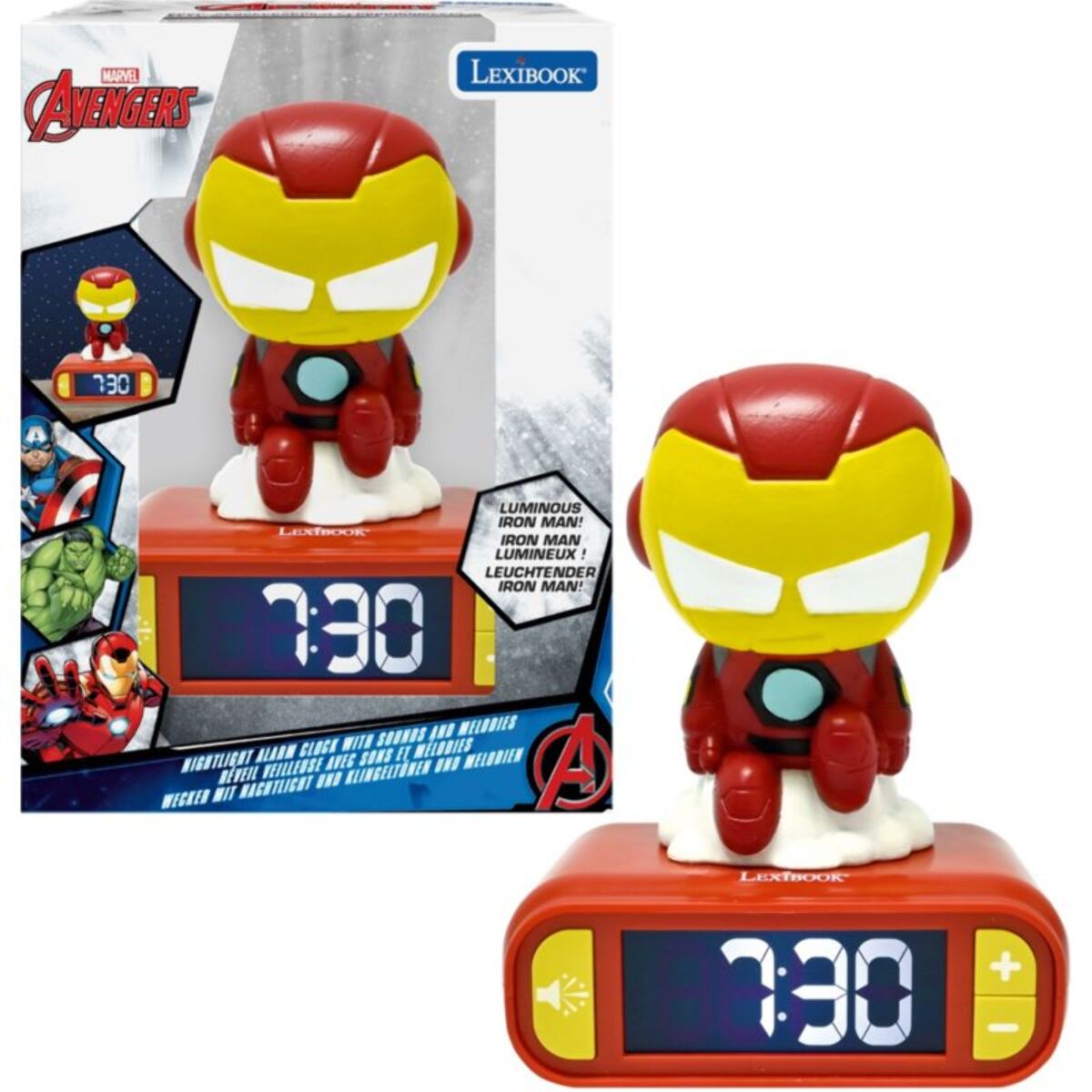 Réveil LEXIBOOK Veilleuse Iron Man 3D effets sonores