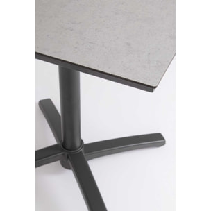 Tavolo da bar quadrato LAREDO in alluminio antracite e HPL grigio, pieghevole e impilabile, 70×70×74 cm