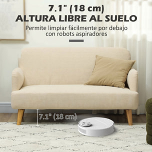 Sofá de 2 Plazas de 140 cm, Sofá de Salón Compacto, Tapizado en Terciopelo, Patas de Madera de Caucho, para Sala de Estar, Dormitorio u Oficina, Blanco
