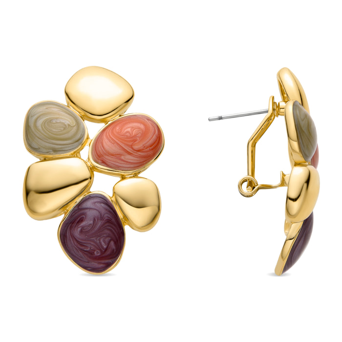 Pendientes de Resina Naranja acabados en oro amarillo de 18K