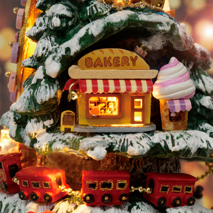 Paradiso di neve. Modello 3D realistico con grande dettaglio, copertura antipolvere, luci LED e base rotante con musica.