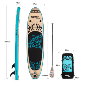 Tabla paddle surf hinchable KOEKOHE FITFIU con diseño maorí