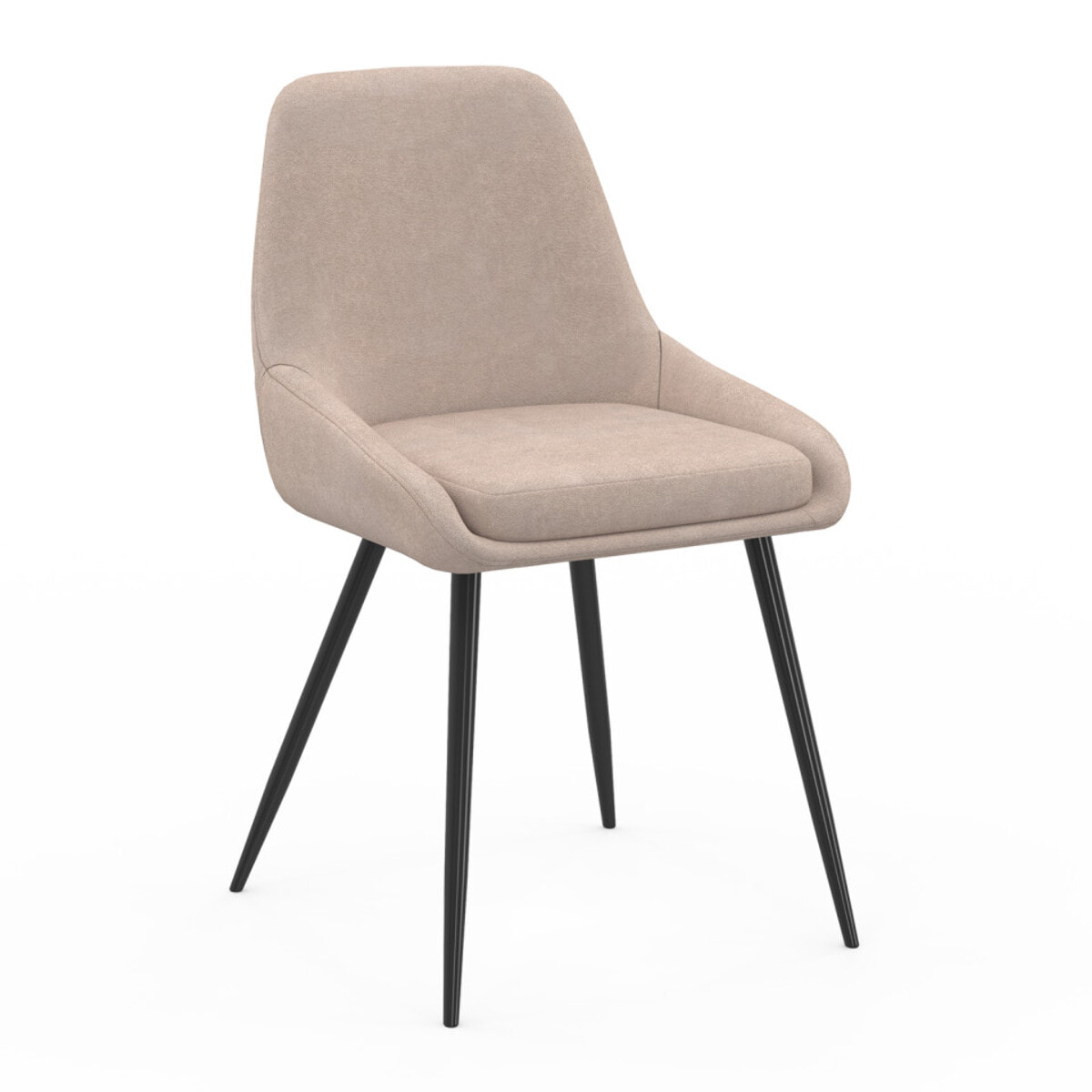 Chaises Ornella tissu taupe et pieds métal noirs - lot de 2