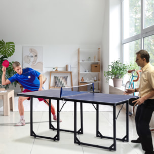 Mesa de Ping-Pong Plegable Mesa de Tenis de Mesa con Red y Marco de Acero para Interior y Exterior 182x91x76 cm Azul