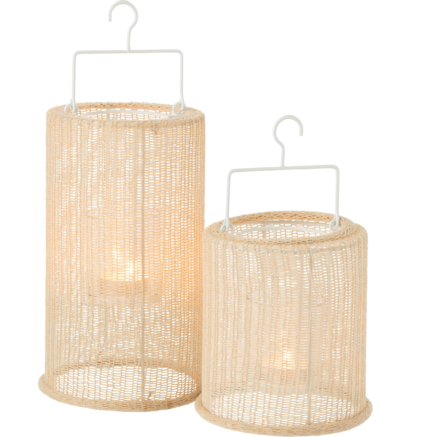 J-Line lanterne Suspendue Cylindre - métal/polyester - beige - large