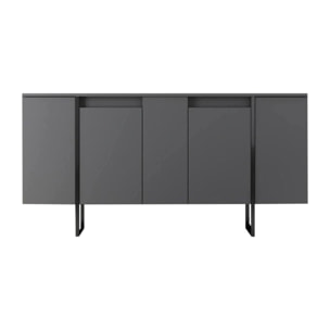 Credenza Dgarzitt, Buffet da soggiorno, Madia da salotto, Dispensa da cucina, 160x35h80 cm, Antracite e Nero