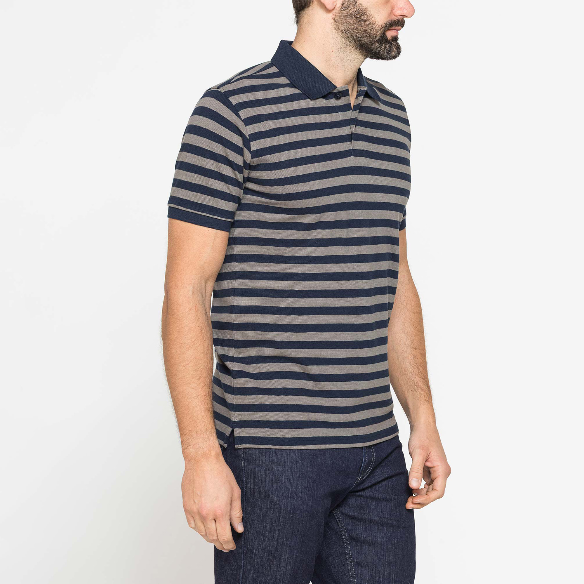 POLO A RIGHE DA UOMO IN PIQUET DI COTONE
