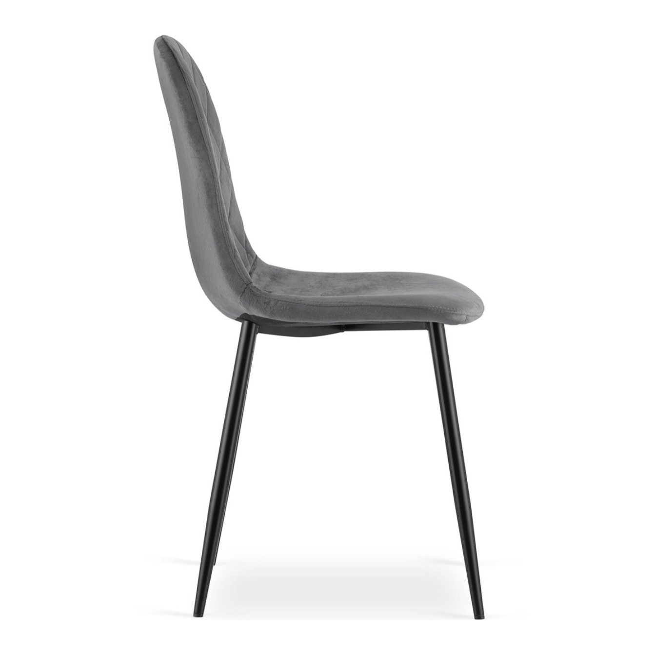Sedia Asti in velluto grigio scuro con gambe in metallo