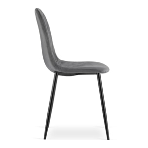 Sedia Asti in velluto grigio scuro con gambe in metallo
