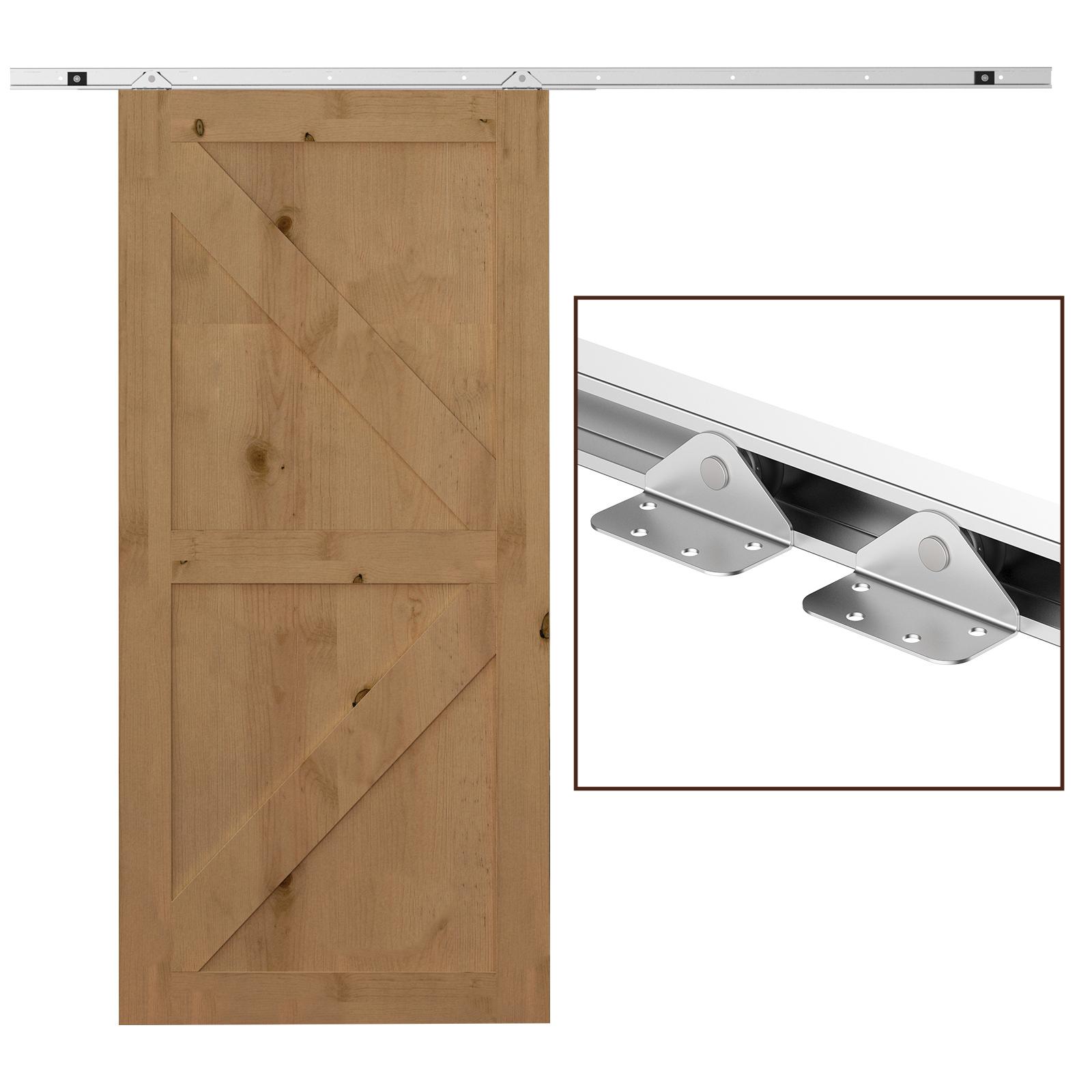 HOMCOM Herraje para Puerta Corredera 186 cm Kit de Accesorios para Puerta Corrediza de Madera con Riel de Metal y 2 Poleas Plateado