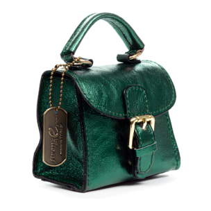 Annicco mini bolso de mano y bandolera mujer. Piel auténtica acabado Gamuza lacada.