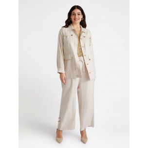 Fiorella Rubino - Chaqueta/camisa ligera con maxi bolsillos - Beige