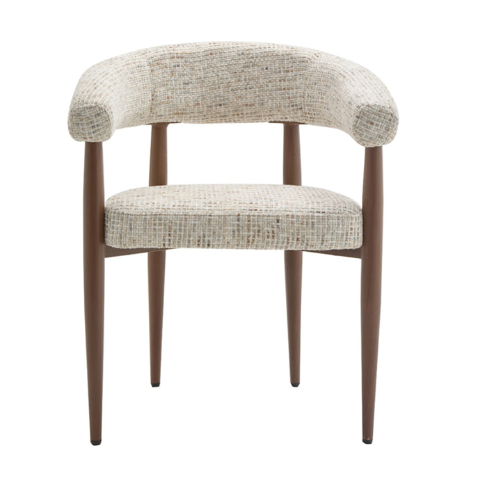 Nour - fauteuil - en tissu moucheté - pieds en métal effet bois - Beige