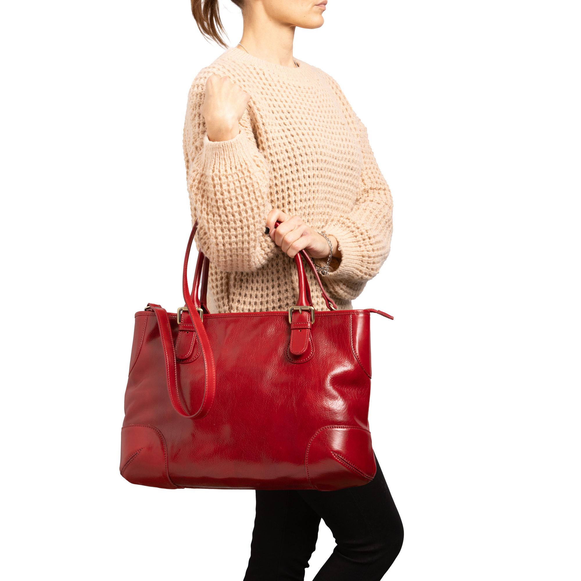 Borsa a tracolla  da donna In Vera pelle Made in Italy 28x43x16 cm