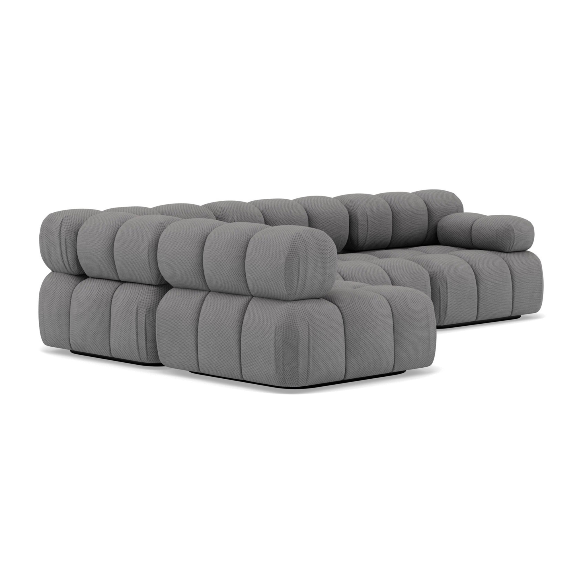 Ruby - canapé modulable d'angle gauche 5 places en velours texturé - Gris