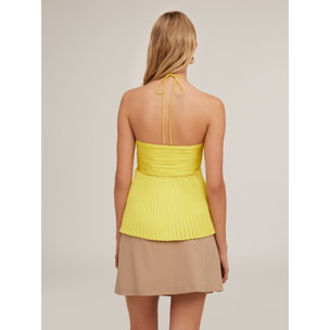 Motivi - Top in raso plissé - Giallo