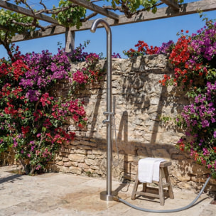 Douche extérieure NATUREL inox 316L 229 cm - douchette à main - piscine & jardin (TS1001)