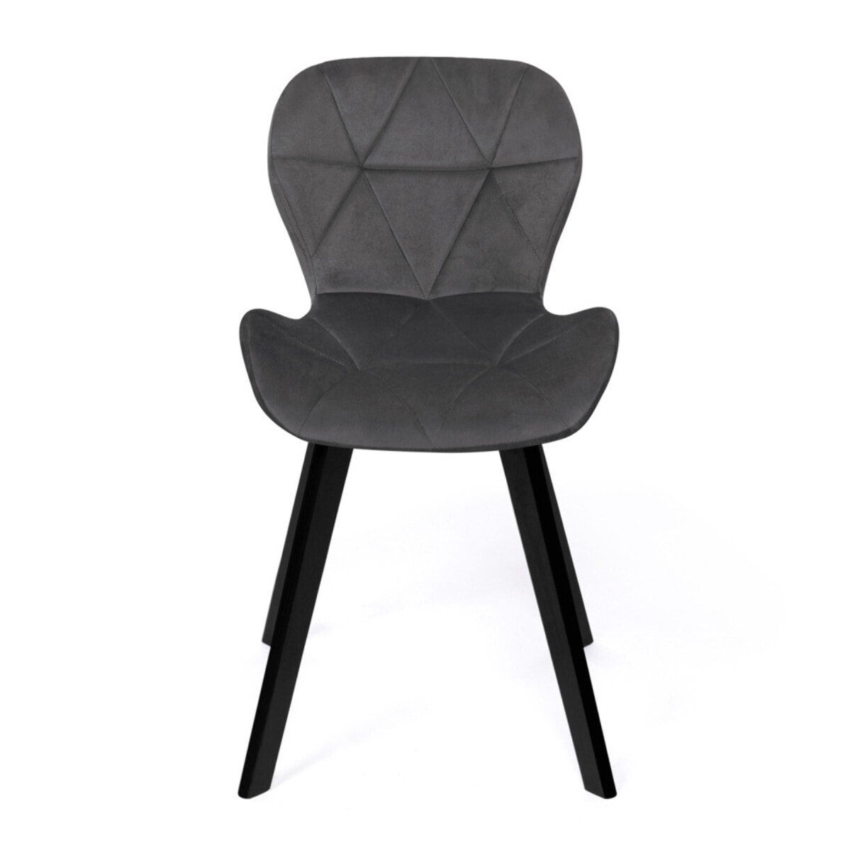 Chaises Daisy en velours gris et pieds noirs - lot de 2