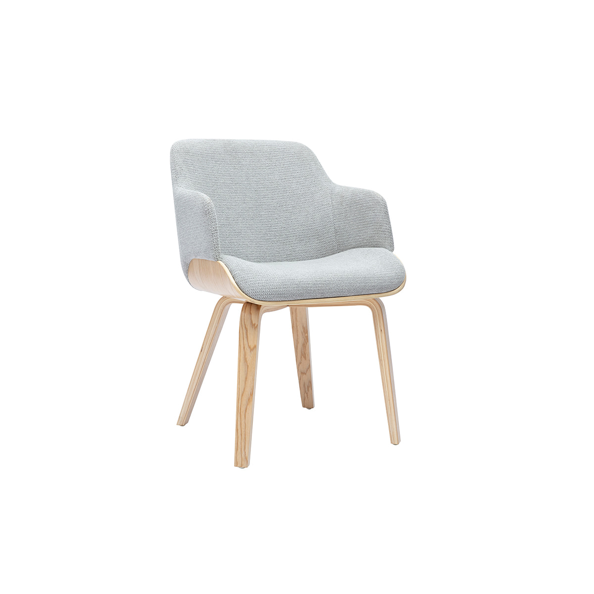 Chaise en tissu chenille gris et bois clair EARL