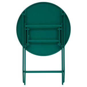 Table de jardin 2 places Greensboro plaible D60cm vert opale