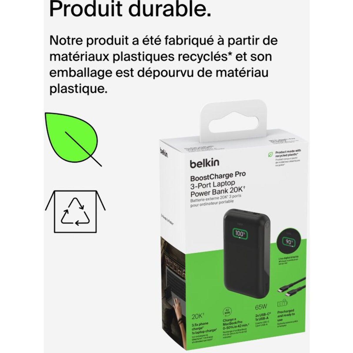Batterie externe BELKIN 20 000 mAh 65W pour ordinateur portable