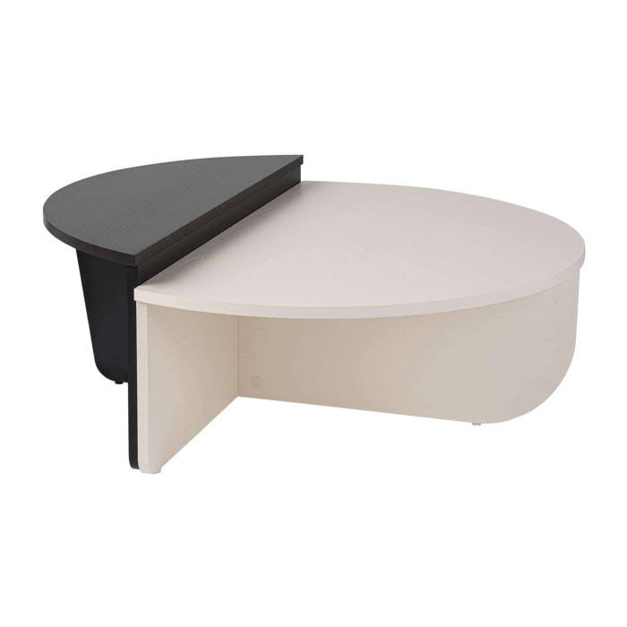 Tavolino da salotto Dain, Tavolo basso da caffè, Portariviste per divano, Ripiano da soggiorno, 90x60 h35 cm, Bianco e Nero