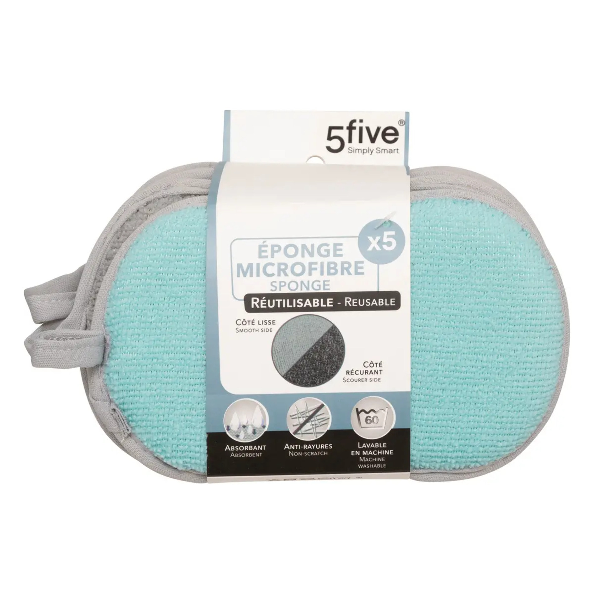 Lot de 5 éponges microfibre et gratantes