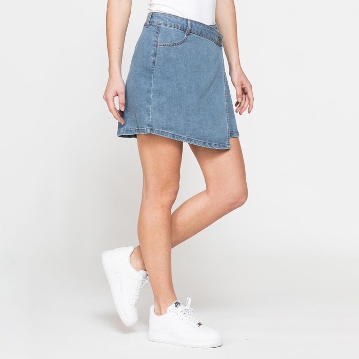 MINIGONNA ASIMMETRICA IN DENIM STRETCH 12oz