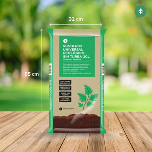 PLANETA HUERTO | Sustrato Universal Sin Turba ECO 20 Litros - Sustrato Orgánico, Ligero y Aireado, Ideal para Macetas, Huertos Urbanos y Jardinería Sostenible