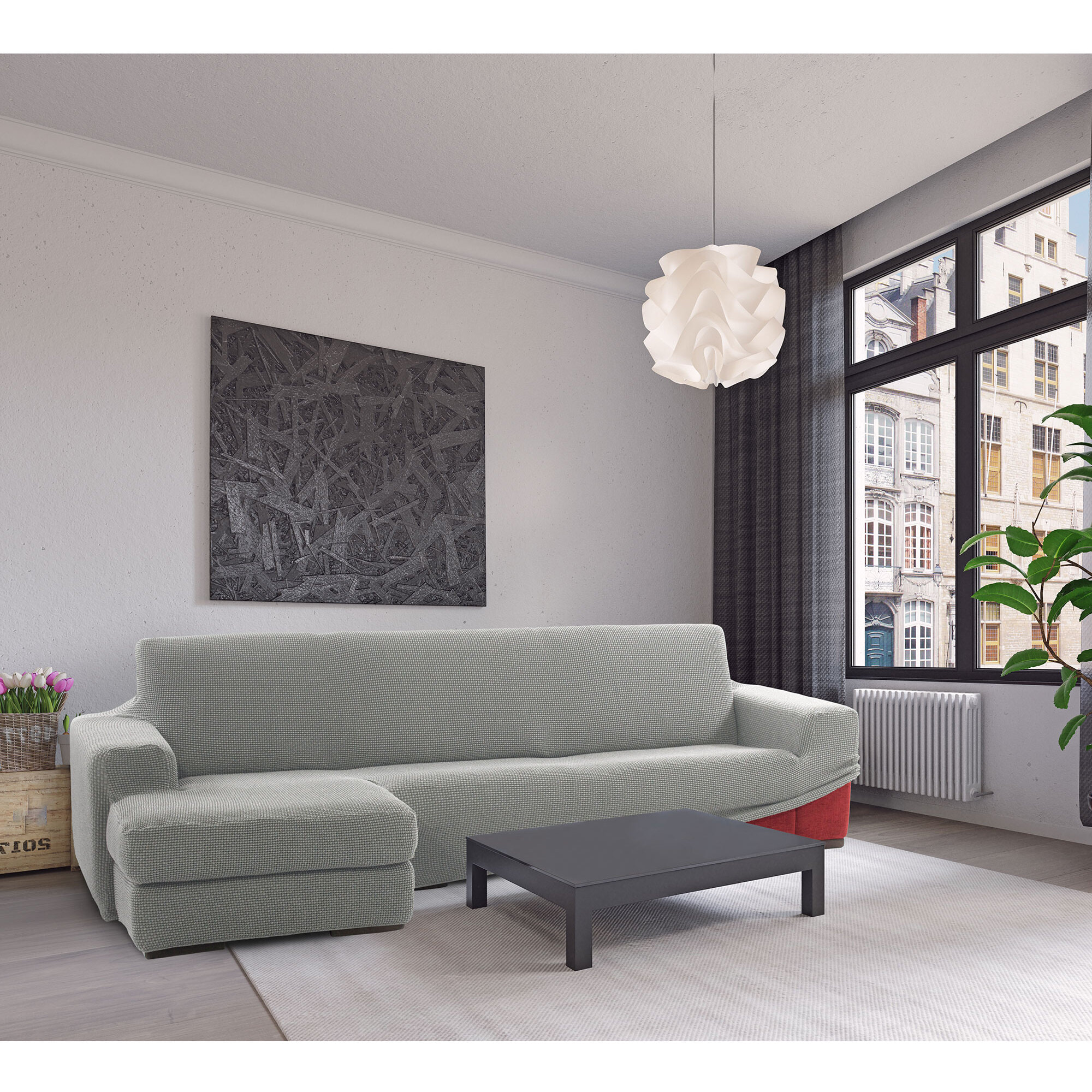 Funda para Chaise Longue izquierdo (visto de frente) brazo corto SÚPER ELÁSTICA modelo HELENA