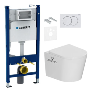 Pack WC bâti-support Duofix 112cm + WC sans bride + abattant SoftClose + set d'isolation + plaque blanche (CETORGEB3SET)