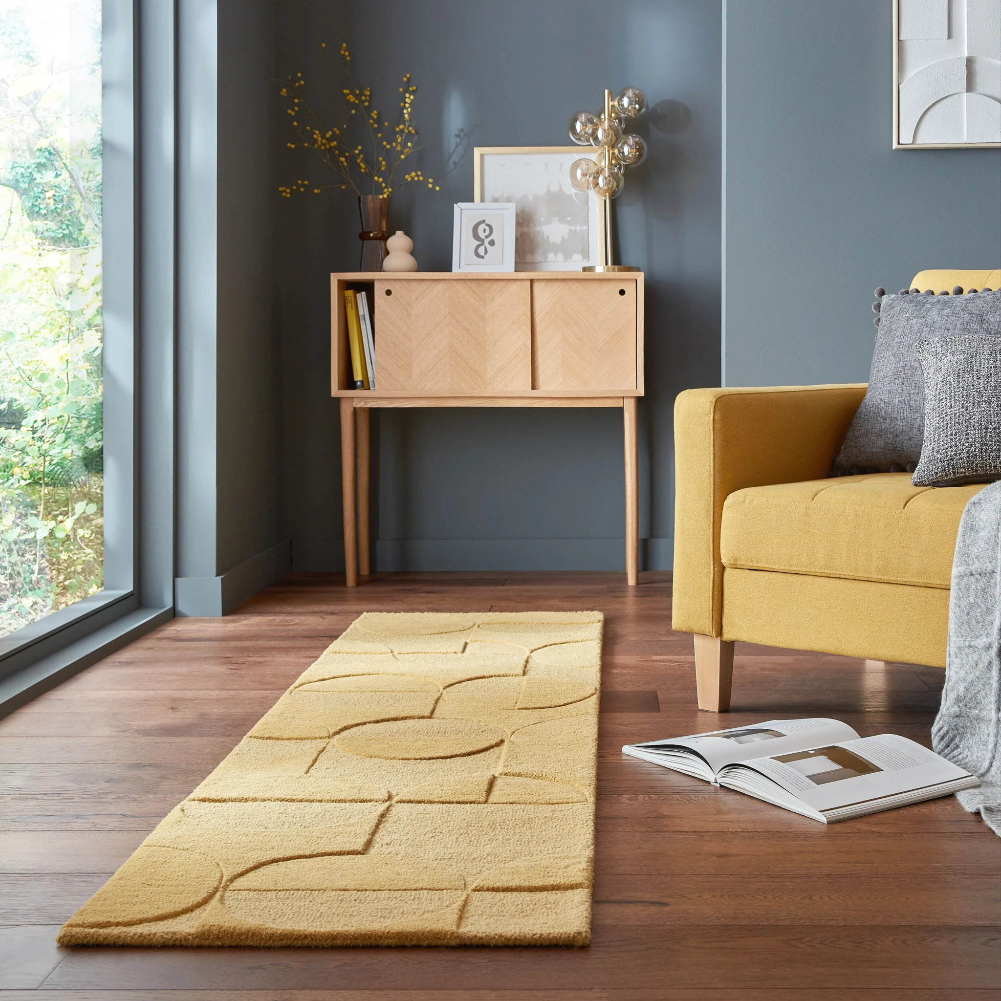 Tapis en laine de couloir MODERNO Ochre