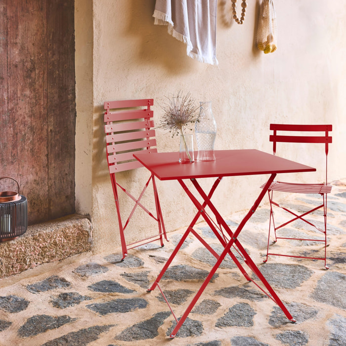 Table de jardin bistrot pliante métal + 2 assises EMILIA