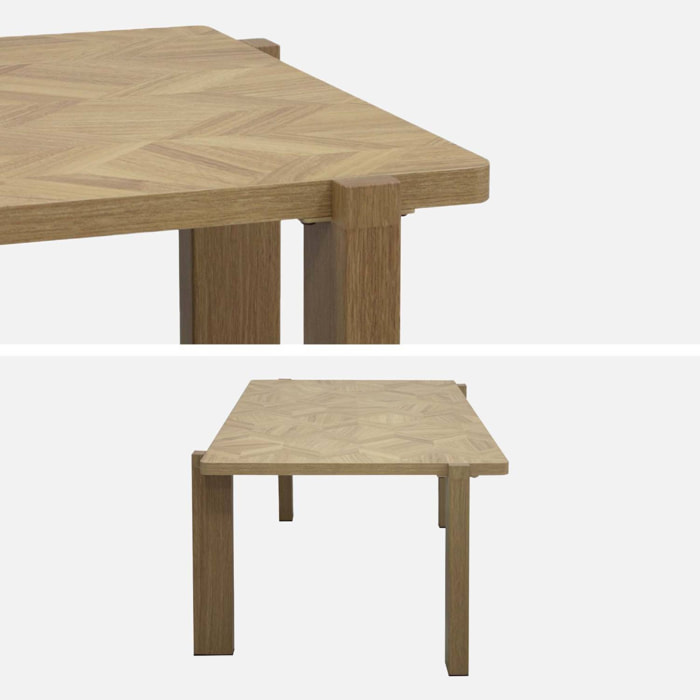 Table basse vintage rectangulaire décor bois plateau effet chevrons  ZALA