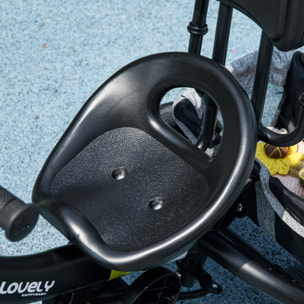 Triciclo Evolutivo para Bebés 6 en 1 Triciclo para Niños de 1-5 Años Bicicleta para Niños con Toldo Plegable Mango Telescópico Desmontable Cinturón de Seguridad y Cesto 95x50x106 cm Gris