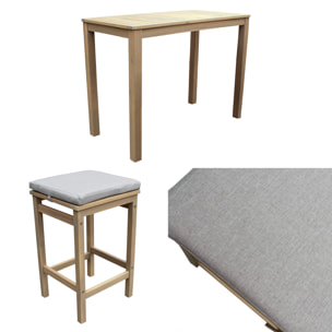 Mange debout ARUBA en acacia 4 places - coussins sable