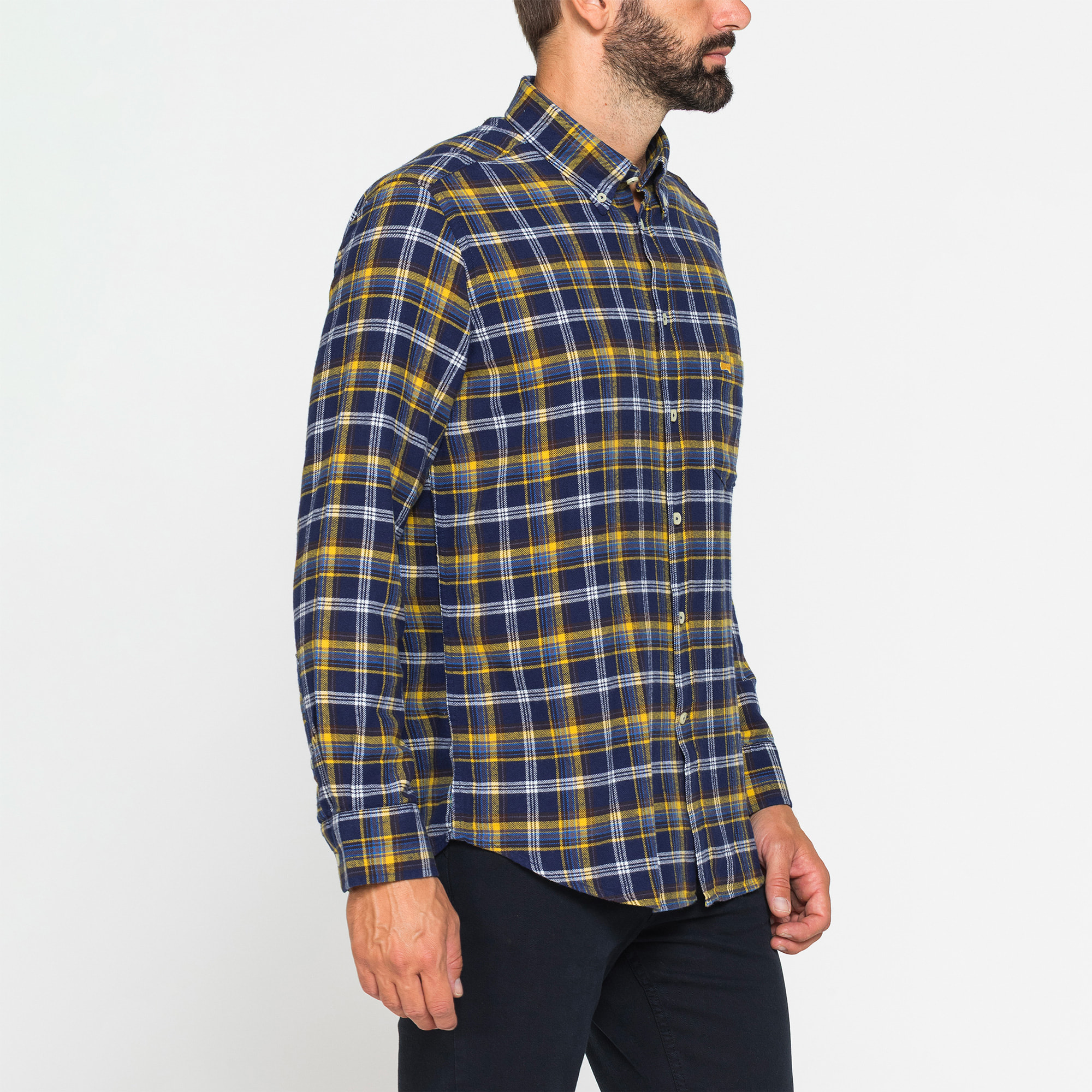 CAMICIA FANTASIA TINTO FILO IN FLANELLA LEGGERA