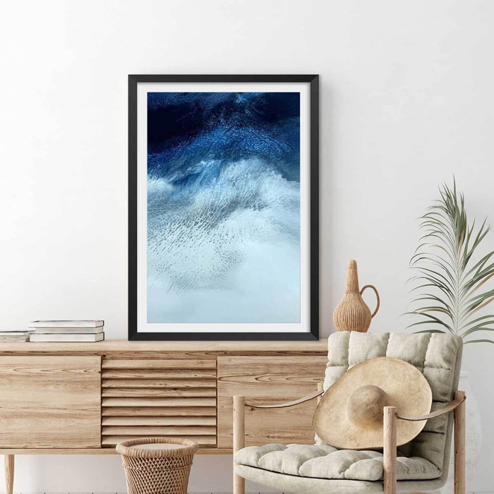 Poster bleu rivage Affiche sous cadre noir