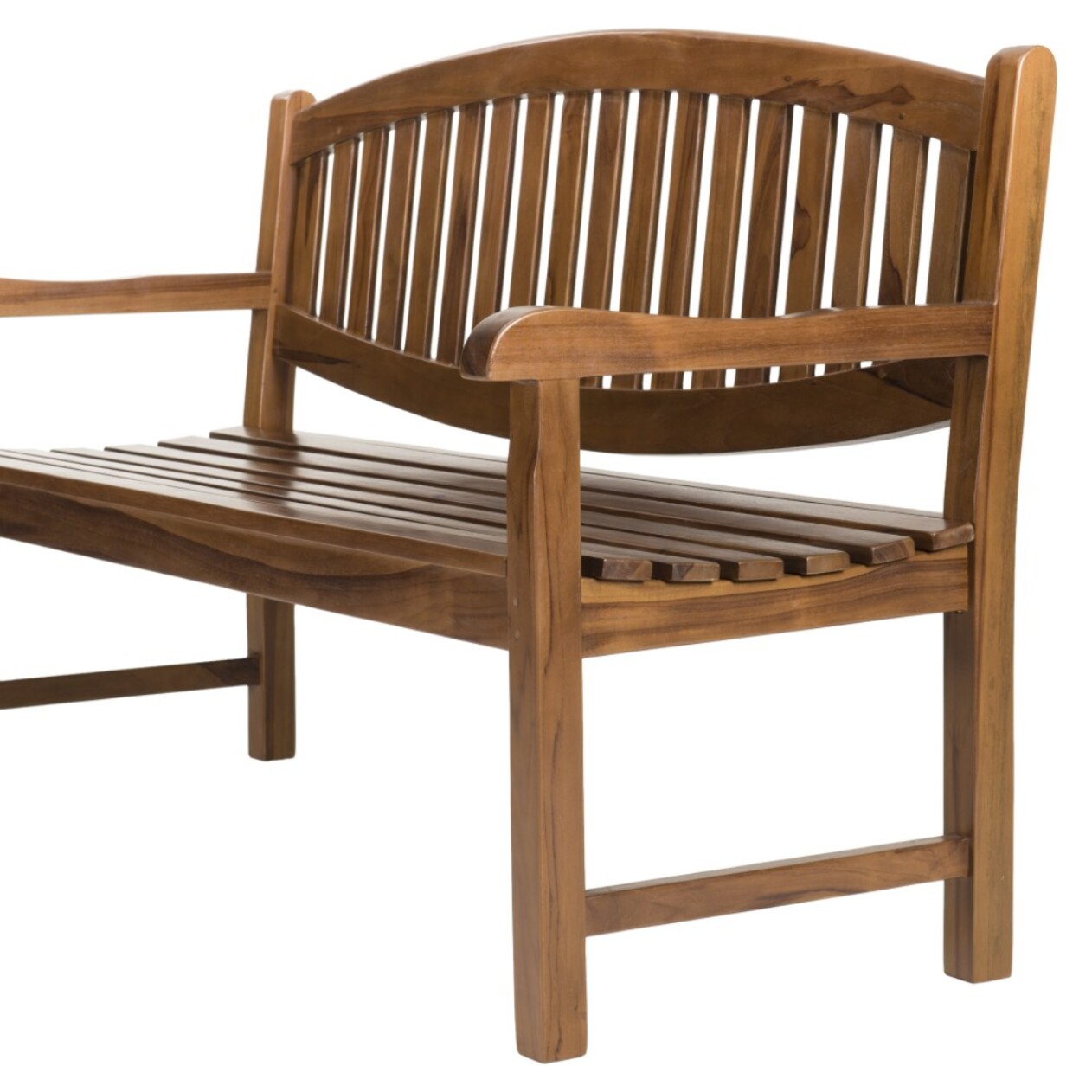 MAEVA - Banc de jardin ovale en bois teck huilé