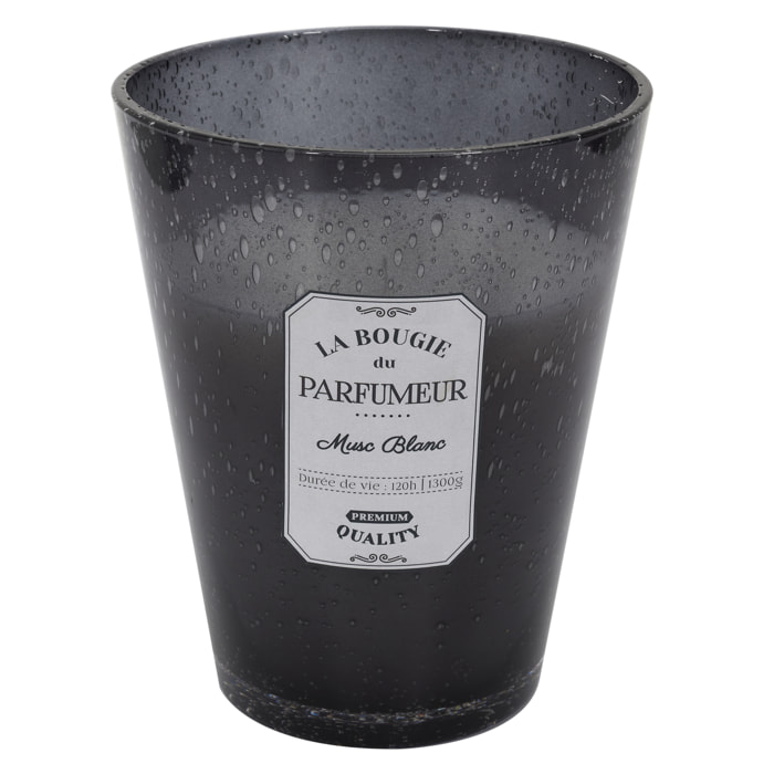 Bougie Parfumee Verre Bulle Gris Fonce H23cm