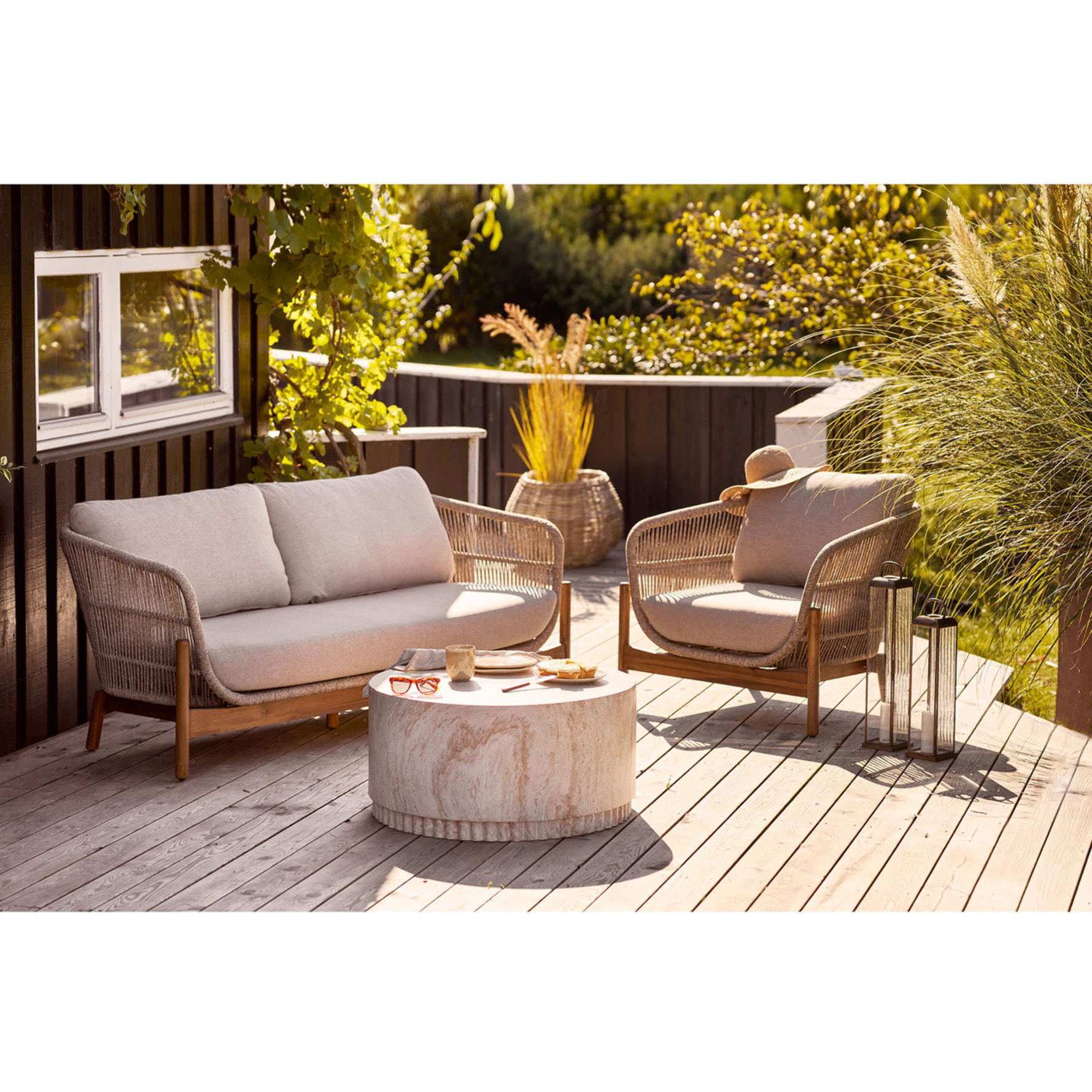 Lanterna Herslev media in vetro e metallo effetto ottone antico 12x12x49 cm