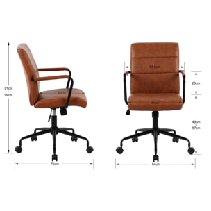 Silla de estudio Oli polipiel marrón 99x64x70 cm