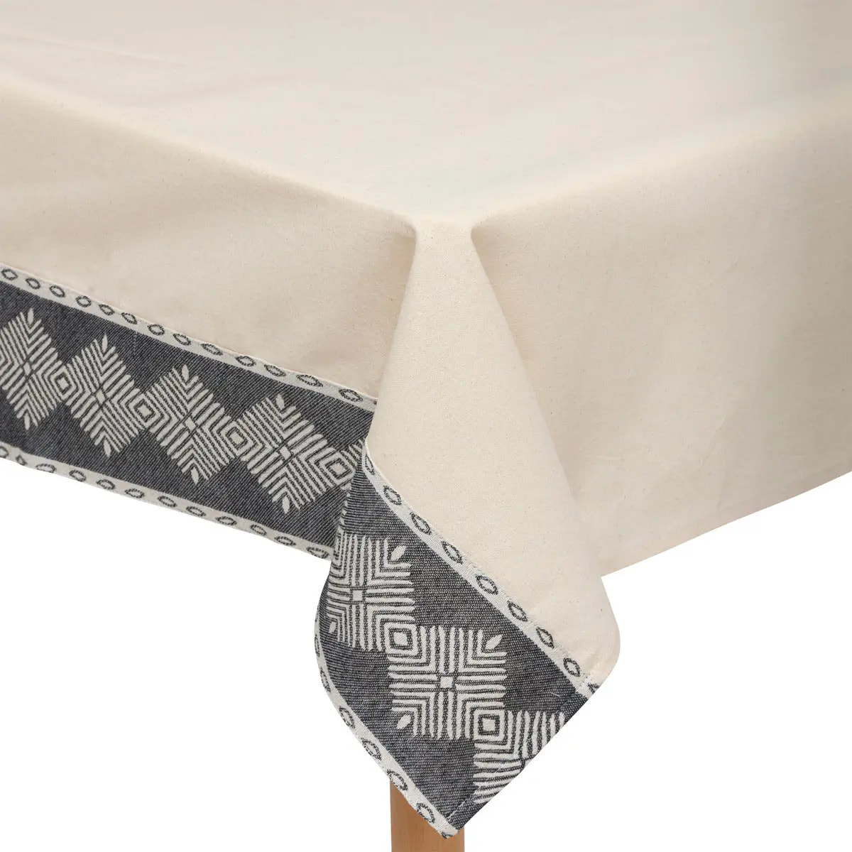 Ensemble nappe et 6 serviettes Inuit coton blanc ivoire 250x150cm